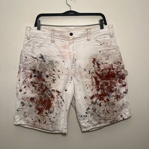 SHERWIN WILLIAMS x DICKIES Vintage Cotton Grunge Cargo Paint Trashed Shorts- 34”